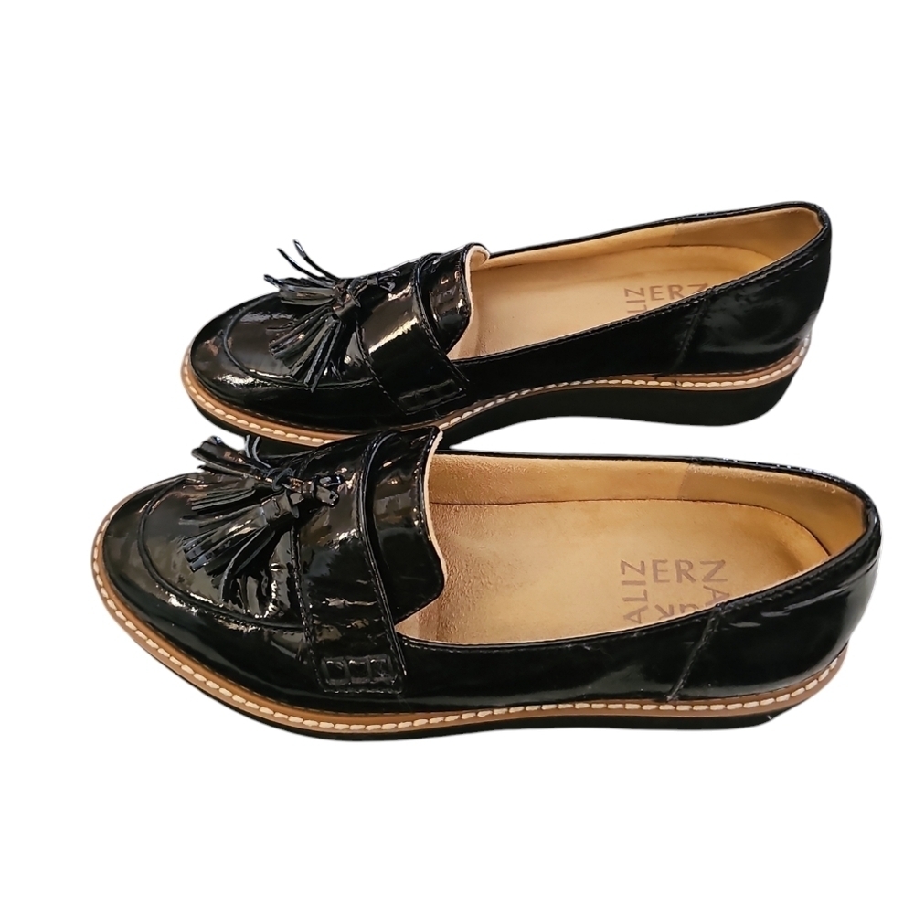 Naturalizer August Women's Black low platform patent leather Loafers tassel sz 6 - Picture 5 of 6